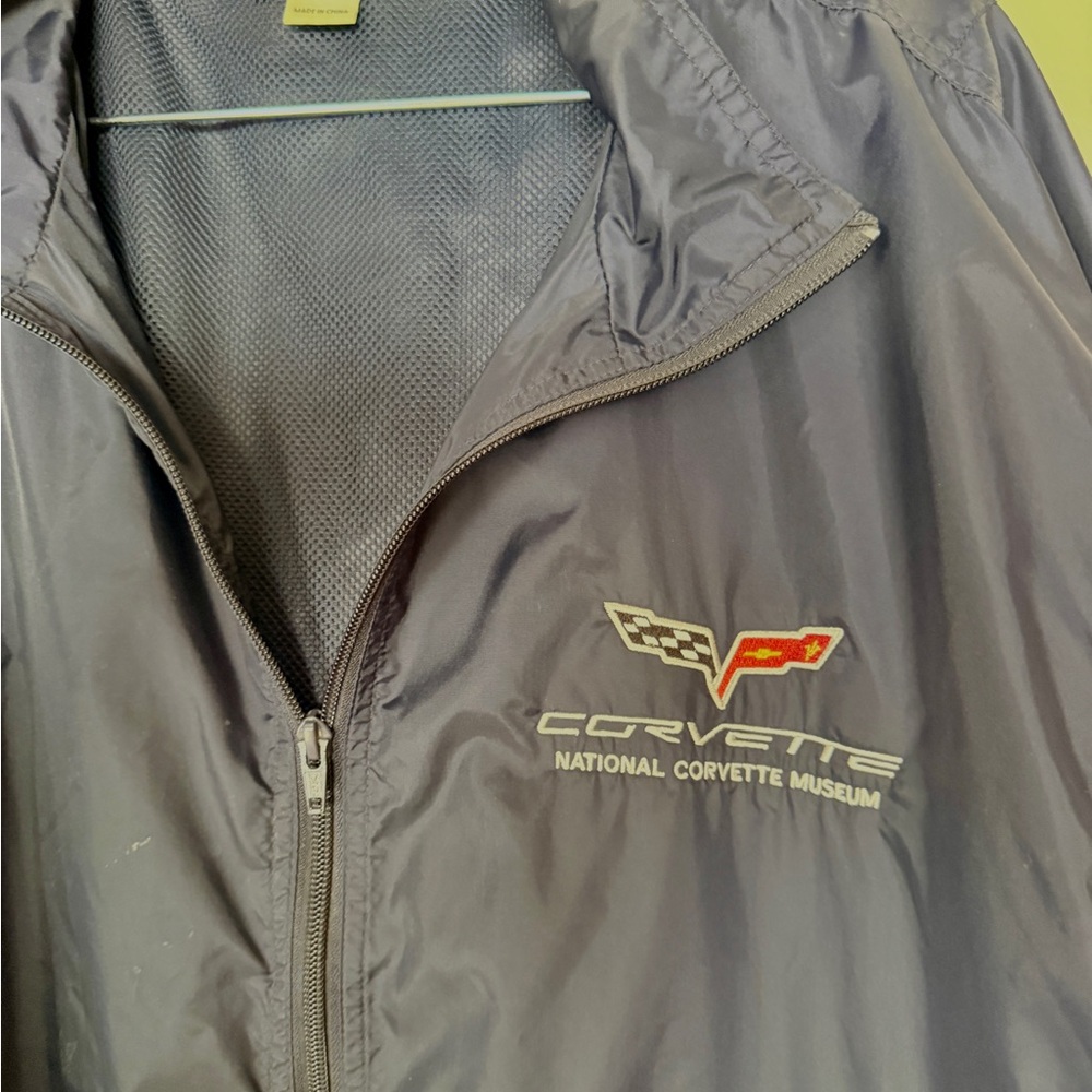 Corvette Museum Logo Windbreaker Jacket Navy Full Zip XXL Lightweight - Picture 6 of 7